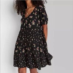 Wild Fable Grunge Fairy Floral Tiered Babydoll Mini Dress Wimsigoth Medium